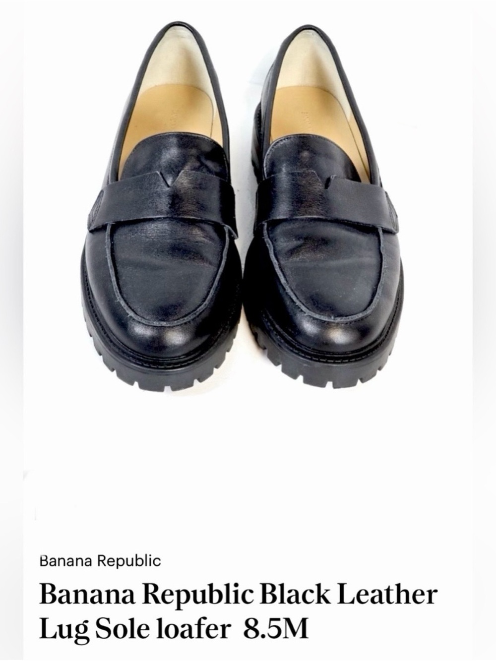 Banana Republic Black Leather Lug Sole loafer  8.5M